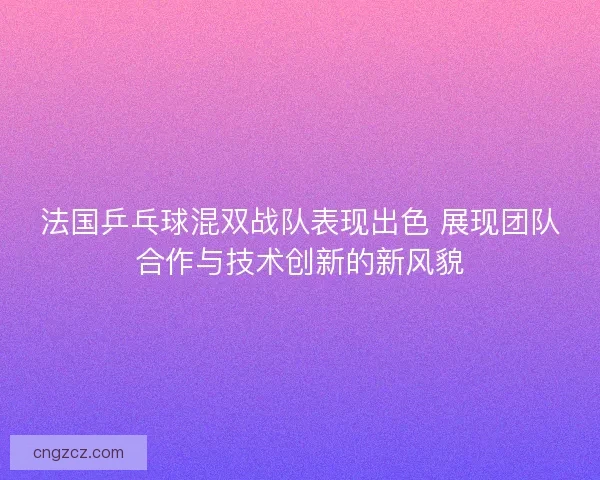 法国乒乓球混双战队表现出色 展现团队合作与技术创新的新风貌